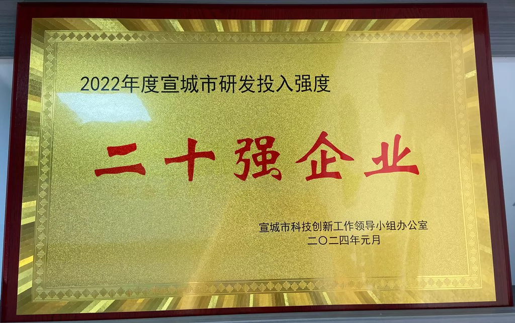 Top 20 Enterprises by R&D Investment Intensity of Xuancheng Jingke